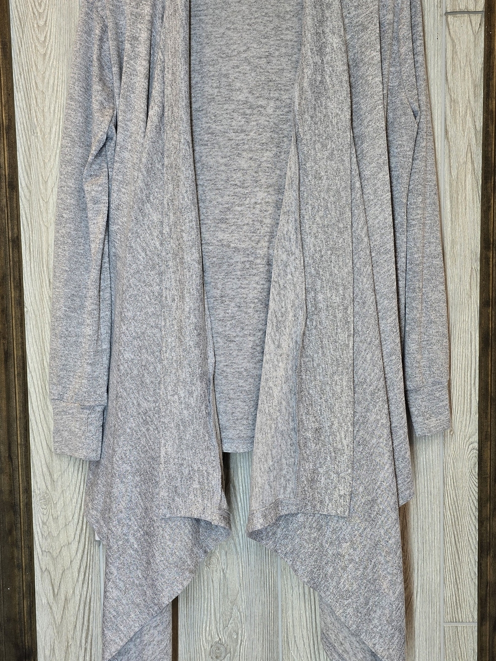 Joyfolie Light Heather Gray Waterfall Open-Front Cardigan